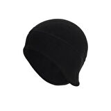 Unisex Siyah Parmaksız Kesik Yarım Parmak Kışlık Polar Eldiven - Polar Kulaklıklı Bere 2'li Set