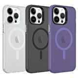 Gpack Apple iPhone 14 Pro Max Kılıf C-Pro Arkası Buzlu Transparan Flex Tuşlu Magsafeli