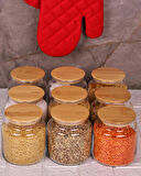 Zone - 9'lu Cam Saklama Kabı 600ml Vakumlu Bambu Kapaklı