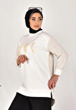 CYLN10559 PUANE İKİ İPLİK KUMAŞ KOLLARI VE ARKASI ÖRGÜLÜ SWEATSHIRT