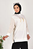 CYLN10559 PUANE İKİ İPLİK KUMAŞ KOLLARI VE ARKASI ÖRGÜLÜ SWEATSHIRT