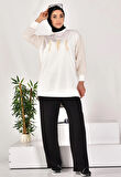 CYLN10559 PUANE İKİ İPLİK KUMAŞ KOLLARI VE ARKASI ÖRGÜLÜ SWEATSHIRT