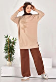 CYLN10584 PUANE İKİ İPLİK KUMAŞ İNCİLİ VE NAKIŞLI SWEATSHIRT