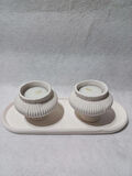 TABAKLI 2'Lİ FİJİ MUMLUK SET BEYAZ