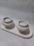 TABAKLI 2'Lİ FİJİ MUMLUK SET BEYAZ