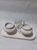 TABAKLI 2'Lİ FİJİ MUMLUK SET BEYAZ