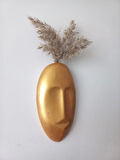 Dekoratif Mask Duvar Vazosu, Duvar Dekoru, Heykel Duvar Süsü, Gold