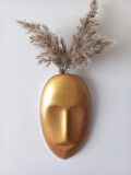 Dekoratif Mask Duvar Vazosu, Duvar Dekoru, Heykel Duvar Süsü, Gold