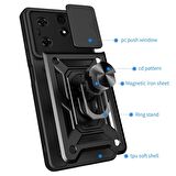 Gpack Tecno Spark 10 Pro Kılıf Sert Silikon Tank Aramid Sürgülü Vega Yüzüklü