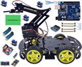 Emes Robotik Robot Kollu 4wd Engelden Kaçan Ve Çizgi Izleyen Bluetoothlu Araç Seti