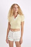 DeFacto Fitted Polo Yaka Fitilli Kaşkorse Kısa Kollu Tişört A0380AX24SMYL155