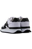 Mega Rahat İç Taban Beyaz Siyah Renk Fileli Dış Yüzey Bağcıklı Günlük Ayakkabı Sneakers