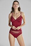 Dantelli Penye Atlet Külot / Kaşkorse Set -  365 Bordo