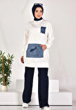 CYLN10560 PUANE İKİ İPLİK KUMAŞ KOT KANGURU CEPLİ SWEATSHIRT