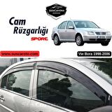 Vw Bora 1998-2006 Uyumlu Mugen Cam Rüzgarlığı Seti Piano Black 4'lü İthal
