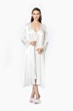 Kadın Saten Dantelli Gecelik & Sabahlık Takım - 4370 Ekru