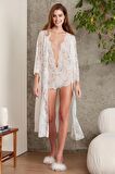 Sifon Dantelli Tulum Gecelik Ve Sabahlık Takımı - 4810