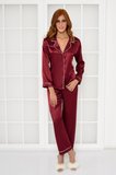Kadın Saten Biyeli Pijama Takımı -1200 Bordo