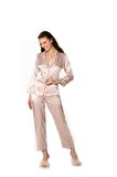 Kadın Saten Biyeli Pijama Takımı -1200 Pudra