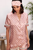 Saten Biyeli Kadın Pijama Takımı - 1325 Brandy