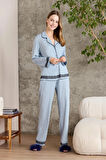 Penye Biyeli - Dantelli Pijama Takımı - 2200