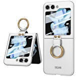 Gpack Samsung Galaxy Z Flip 5 Kılıf Kıpta Yüzüklü Lens Korumalı Kapak