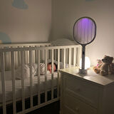 ct stones USB Şarjlı Beyaz Renk Kendiliğinden Standlı Şarj Göstergeli UV Işıklı Sinek Öldürme Raketi LTD-718