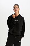 DeFactoFit NBA Miami Heat Kapüşonlu Kalın Sweatshirt D2359AX24AUBK81