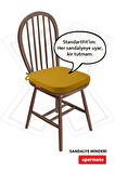 XPERMATE StandartFit Oval Sandalye Minderi Fermuarlı Yıkanabilir Kılıf Bağcıklı Su ve Yağ İtici 42x42x5 Hardal