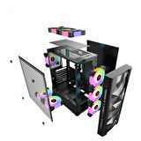 DAGMOR BZ01 ATX MİCRO ATX ITX X4 ARGB FAN TEMPER CAM PC GAMİNG KASA
