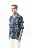 Erkek Pais Pattern Baskılı Oversize Gömlek Beyaz