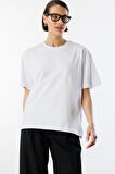  Kadın %100 Organik Pamuk Relaxed Fit Yırtmaçlı Yuvarlak Yaka T-shirt YIRTMAÇLI-T-SHIRT