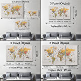 Harita Sepeti Türkçe Dünya Haritası Çok Detaylı Ünlü Yerler Sembollü Kanvas Tablo 1747