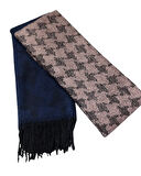 Kazayağı Desenli Yumoş Kışlık Şal Lacivert Pembe (180*65)