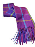 Neon Yeşil Mavi Çizgili Mor Yumoş Kışlık Şal (70*180)