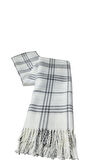 Kırık Beyaz Zemin Üzerine Gri Çizgili Kışlık Şal  (70*180)