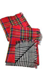 Kadın İskoç Çifttaraflı Kışlık Şal Kırmızı