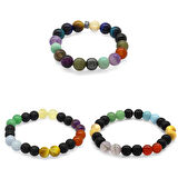 Tesbihane Küre Kesim Multicolor Doğaltaş Kombinli Erkek-Kadın-Genç Başarı Bilekliği(3lü Set)