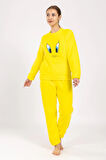 Kadın Kışlık Peluş Pijama Takımı Tweety Takım Tampap 8170