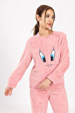 Kadın Kışlık Peluş Pijama Takımı Tweety Takım Tampap 8170
