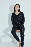 Kadın Desenli Pijama Takımı Bisiklet Yaka Waynap 951