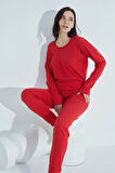 Kadın Desenli Pijama Takımı Bisiklet Yaka Waynap 960