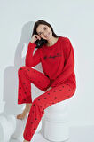 Kadın Desenli Pijama Takımı Bisiklet Yaka Waynap 950
