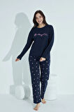 Kadın Desenli Pijama Takımı Bisiklet Yaka Waynap 950