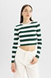DeFacto Coool Slim Fit Çizgili Bisiklet Yaka Kazak X6888AZ24WNGN311