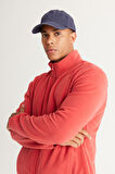 Erkek Mercan Anti-Pilling Tüylenme Yapmayan Standart Fit Bato Yaka Sweatshirt Polar Ceket