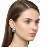 Bombeli Dövme Halka Kadın Çelik Küpe Gümüş Renk 