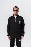 Erkek Şerit Detaylı Yarım Fermuarlı Modal Sweatshirt Siyah