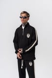 Erkek Şerit Detaylı Yarım Fermuarlı Modal Sweatshirt Siyah