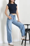 Modi Green Tokalı Baggy Kot Pantolon Gökmavisi - 32993.2088.